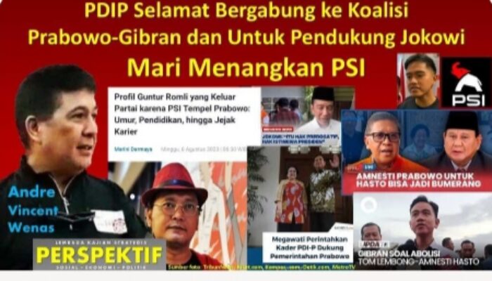 PDIP Selamat Bergabung ke Koalisi Prabowo-Gibran dan Untuk Pendukung Jokowi Mari Menangkan PSI