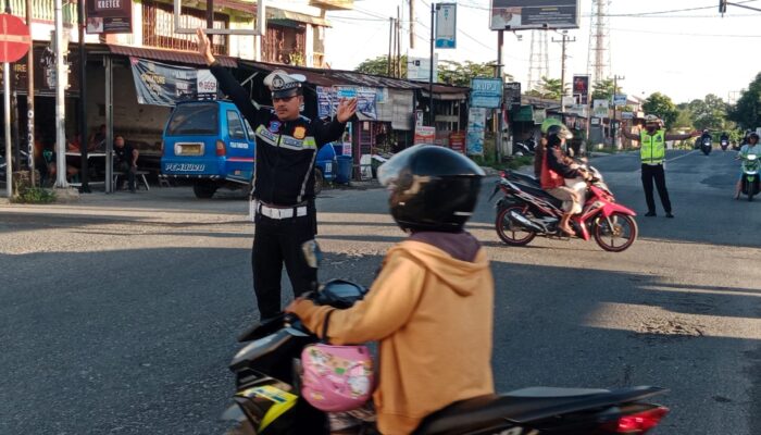 Satlantas Polres Batu Bara Gelar Pengaturan Lalin, Arus Lalu Lintas Lancar