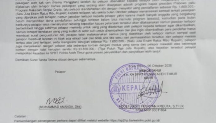 Sejumlah Masyarakat Aceh Diduga Korban Penipuan: Modus Program MBG, Ormas Laki Dampingi Lapor Polisi