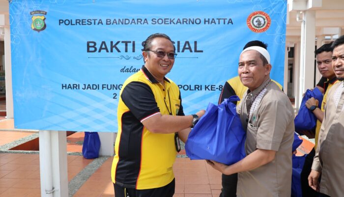 Sambut HUT ke-80 Intelijen Polri, Polresta Bandara Soetta Gelar Bakti Sosial dan Bakti Religi