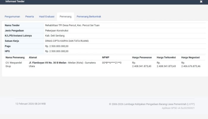 Terkait Dugaan Korupsi Proyek Rehabilitasi TPI Percut Sei Tuan Senilai 2,5 Miliar , Kejaksaan Negeri Deli Serdang Akan Bentuk tim turun Ke lapangan