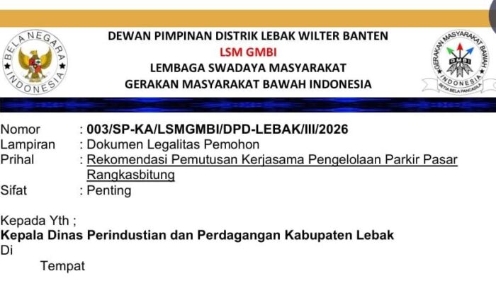 GMBI Distrik Lebak Sudah Mengirimkan Surat Ke Disperindag Agar Melakukan Pemutusan Kerjasama
