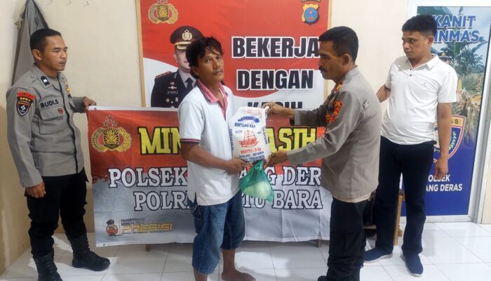Polsek Medang Deras Gelar “Minggu Kasih”, Berbagi Sembako kepada Warga Kurang Mampu